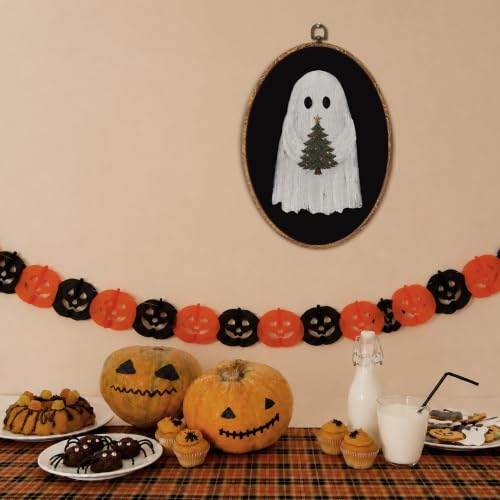 Halloween Ghost Wall Art Decor - Oval Framed Seasonal Home Decoration - Variation of Ghost 4
