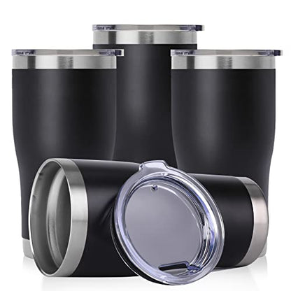 Black 20oz Stainless Steel Insulated Travel Tumbler with Lid - Pack of 4
