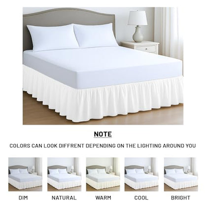 Full XL Ruffled Bed Skirt 21 Inch Drop White - Classic Gathered Microfiber