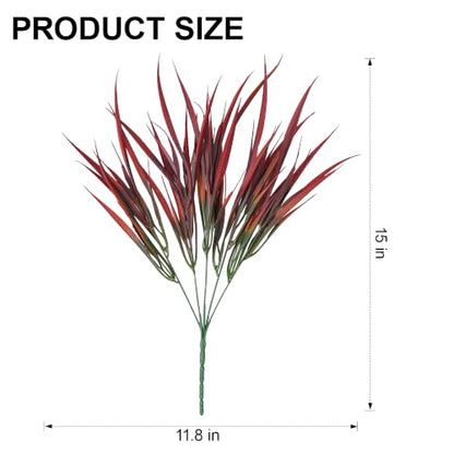 Fall Red Artificial Plants Outdoor Faux Greenery 12Pcs UV Resistant Bushes