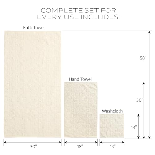 Pendleton Sculpted Ivory Cotton Bath Towel Set - Woven Design, 3-Piece