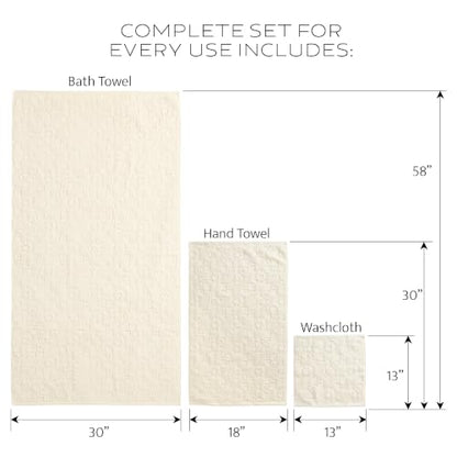 Pendleton Sculpted Ivory Cotton Bath Towel Set - Woven Design, 3-Piece