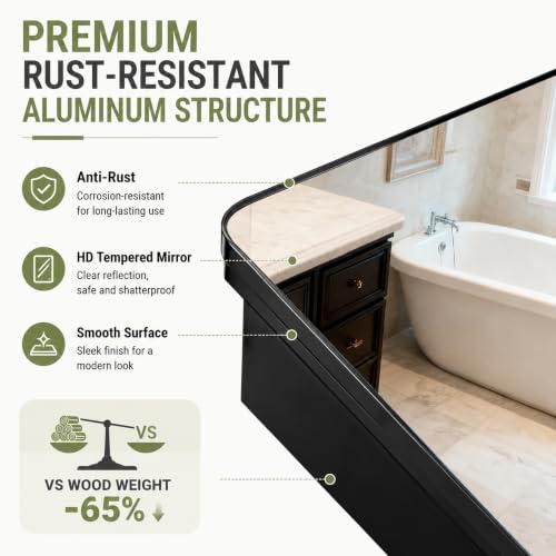 Black Medicine Cabinet with Mirror 20x30 in Recessed or Surface Mount - Black