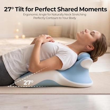 27° Angled Wedge Pillow Support for Neck Back Waist Sky Blue & White