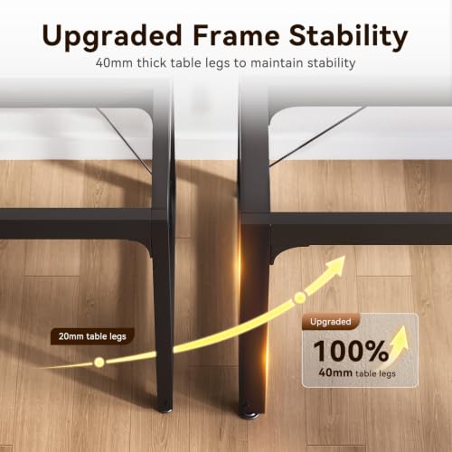 Long Computer Desk with Power Outlet - Rustic Brown, 71 Inch Heavy Duty Office & Gaming Table