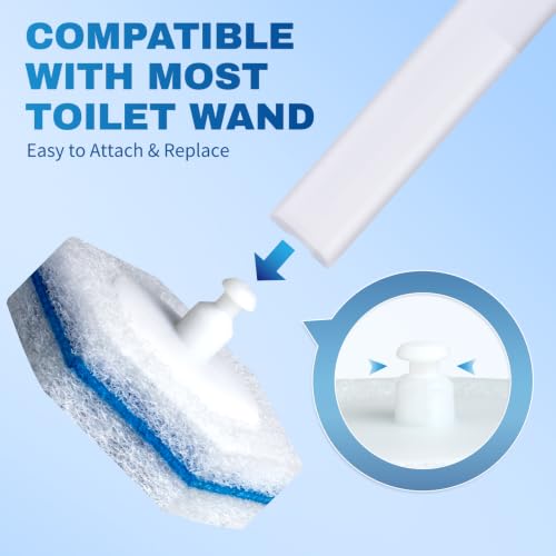 Vacplus Toilet Wand Refills 30 Count - Disposable, Clorox Compatible, Blue & White