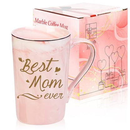 Pink Best Mom Ever Mug - 14 OZ Ceramic Gift for Mom from Daughter Son with Gift Box