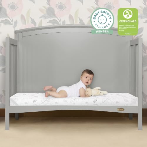 Dream On Me 2-in-1 Full-Size Crib & Toddler Mattress Grey Safari