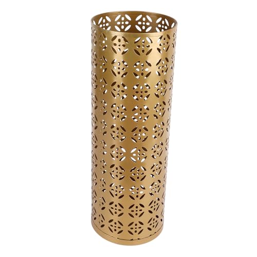 Gold Large Indoor Metal Umbrella Stand with Copper Pattern - Rust-Resistant Storage