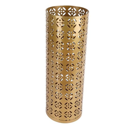 Gold Large Indoor Metal Umbrella Stand with Copper Pattern - Rust-Resistant Storage