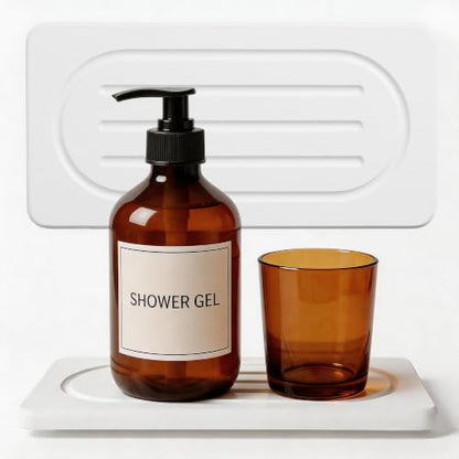 White Water Absorbent Diatomite Coaster Set with Faucet Mat - 2 Pieces, 8.3 x 4 Inches