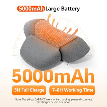3-in-1 Neck Massager Pillow with Heat, Traction, and 5000mAh Battery