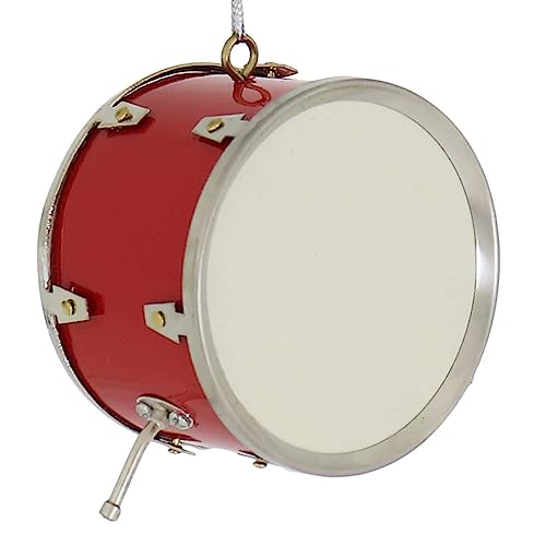 Christmas Ornament - Red Wood and Brass Bass Drum Miniature Decor