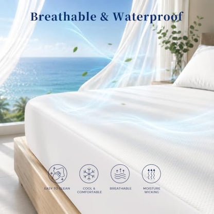 King Tencel Waterproof Mattress Protector White 78x80 Inches