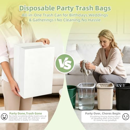 Disposable Pop-Up Cardboard Trash Cans for Parties 13-Gallon - Set of 3
