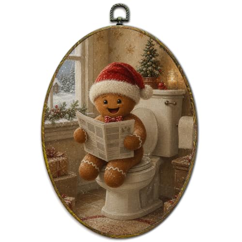 Christmas Gingerbread Bathroom Canvas Wall Art - Gingerbread Man