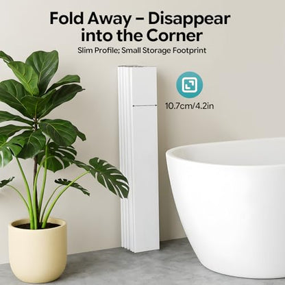 Large Foldable Bath Cover with Tray - 63 x 31.5 Inches White PVC Bath Protector