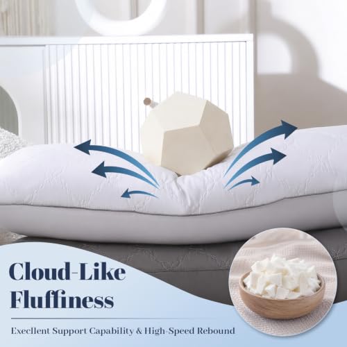 White Memory Foam Pillow Insert 14x36 Inch with Diamond Quilted Cover - Versatile Lumbar Cushion