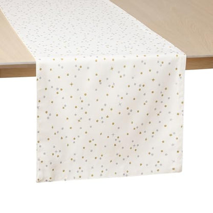 Reversible Holiday Table Runner 15x72 Inches Cotton Metallic Dot Pattern