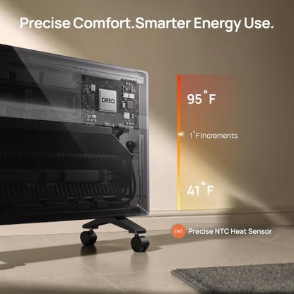 DREO 1500W Convection Panel Space Heater Black - IP24 Indoor Use