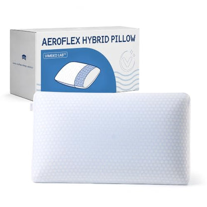 White Memory Foam Bed Pillow with Dual Cooling Surfaces & Contouring Support