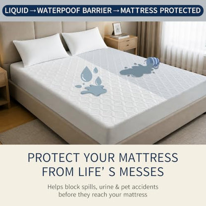 Full Size Waterproof Mattress Protector 54x75x18 Noiseless Breathable White