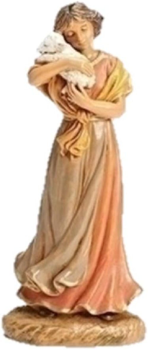 Fontanini Maia Nativity Figure - Hand Sculpted Lady with Lamb | 5" Shepherds Collection