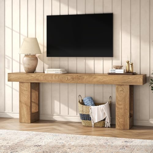 Extra Long Console Table 78.7-Inch Natural Oak Brown Entryway Sofa Hallway