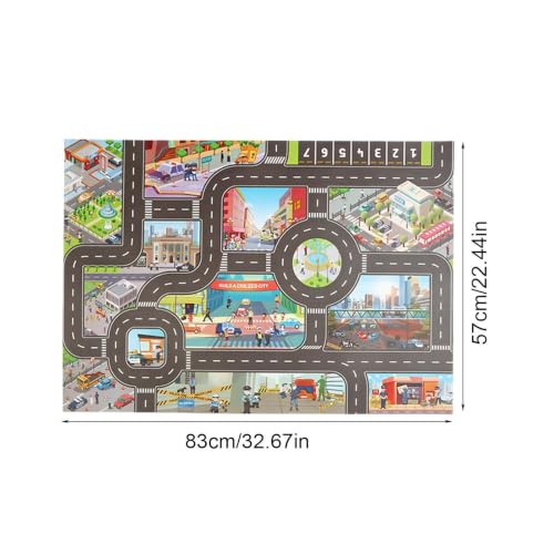 Kids Road Traffic Map Playmat Rug - Non-Slip City Scene Toy for Children Lh041