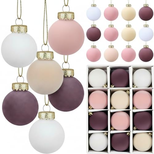 Velvet Christmas Balls 30 Pcs Flocked Holiday Ornaments - Pink Purple Variation