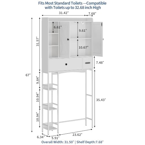Over-The-Toilet Bathroom Storage Rack - Modern & Vintage Wall Organizer