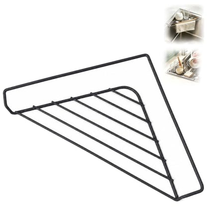 Stainless Steel Corner Sink Shelf - Space Saving Triangular Dish Drying Rack - Black