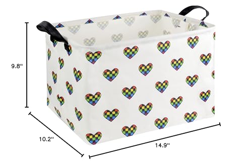 HIYAGON Rectangular Car Basket for Boys Checkered Basket Kids Baby Storage Bin Toy Organizer Box Car Room Decor(Racing Flag)
