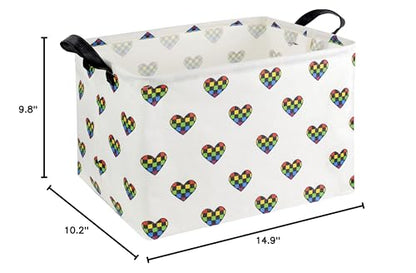 HIYAGON Rectangular Car Basket for Boys Checkered Basket Kids Baby Storage Bin Toy Organizer Box Car Room Decor(Racing Flag)