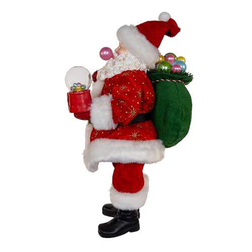 Christmas Santa Figurine 10.5 Inch Fabric Bubblegum Holiday Decoration