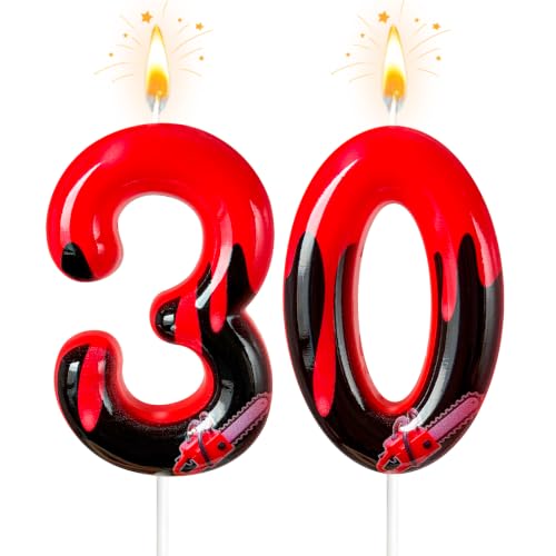 30 Red Dripping Blood Number Cake Candle - Horror Halloween Party Decor