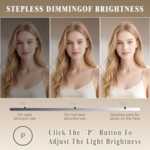 LED Makeup Mirror with Lights - 13 x 16.5 Inch, White, Touch Control
