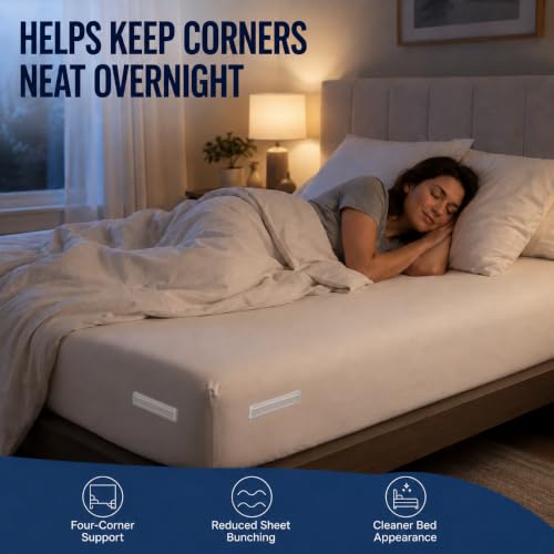 Fitted Bed Sheet Holders with Clear Locks - 4 Pack Mattress Corner Clips