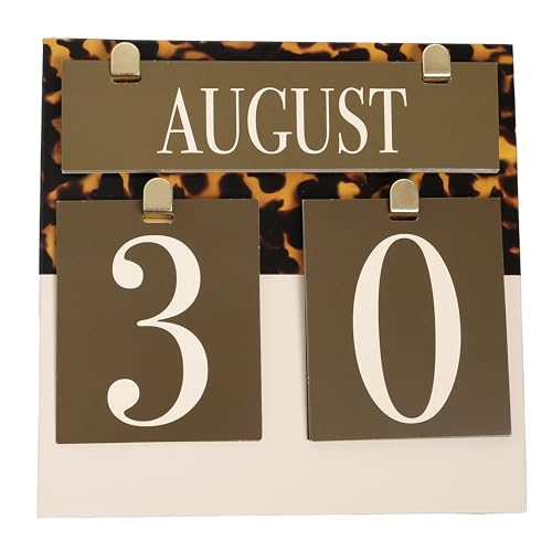 Olive Tortoiseshell Desk Calendar - Reusable Flip Date Cards, Elegant Office Accessory