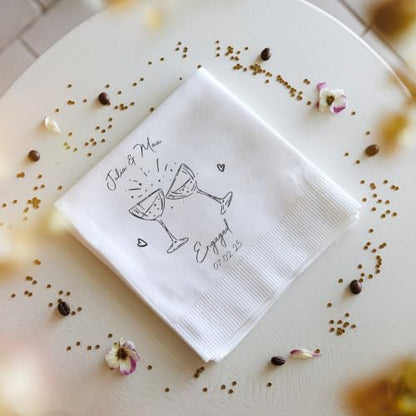 Personalized Wedding Cocktail Napkins - Style 4, Floral Design, 16 Pack