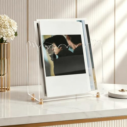 Acrylic Magazine Holder with Gold Feet - Floor Standing Organizer for Desk & Living Room