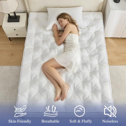 Queen Size 5 Inch Memory Foam Mattress Topper - Supportive, Breathable & Soft Pillow Top