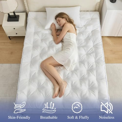 Queen Size 5 Inch Memory Foam Mattress Topper - Supportive, Breathable & Soft Pillow Top