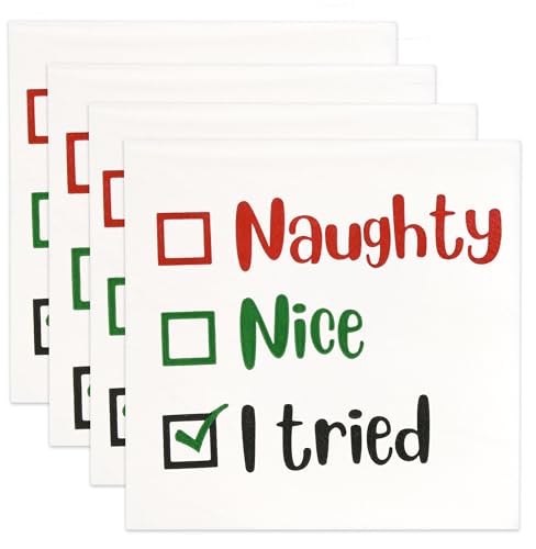 Christmas Cocktail Napkins - Naughty or Nice Holiday Party Supplies, 100 Pack
