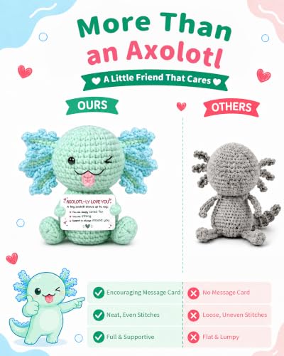 Positive Crochet Axolotl Gift for Emotional Support Women Variation