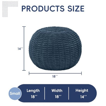 Small Round Blue Grey Tufted Ottoman Footrest for Living Room