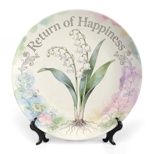 May Lily of the Valley Decorative Plate - 8 Inch Birth Flower Wall Art - Variation of May - Return of Happiness