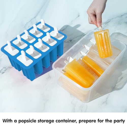 Miaowoof Homemade Popsicle Molds, Silicone Ice Popsicle Maker Non-BPA, with 50 Sticks, 50 Bags, 10 Reusable Sticks, Funnel, Brush, Popsicle Storage Container and Ice Pop Recipes