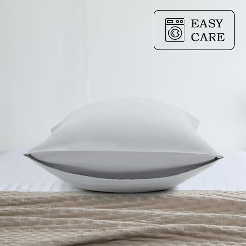 Set of 2 Light Gray Microfiber Body Pillowcases 20x54 - Bed & Holiday Decor