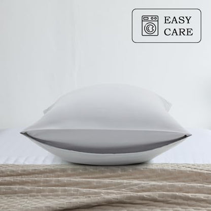 Set of 2 Light Gray Microfiber Body Pillowcases 20x54 - Bed & Holiday Decor